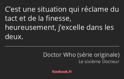 C’est une situation qui réclame du tact et de la finesse, heureusement, j’excelle dans les deux.