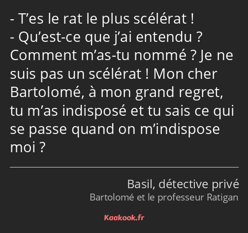 T’es le rat le plus scélérat ! Qu’est-ce que j’ai entendu ? Comment m’as-tu nommé ? Je ne suis pas…