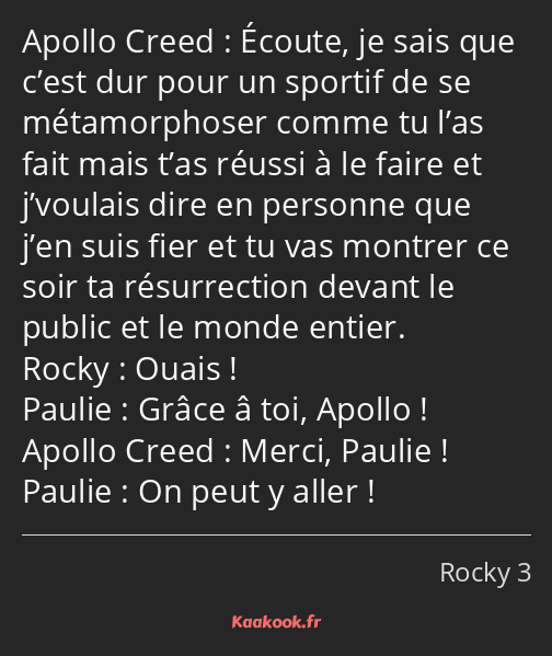 Écoute, je sais que c’est dur pour un sportif de se métamorphoser comme tu l’as fait mais t’as…