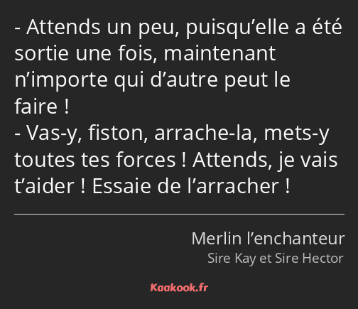 Attends un peu, puisqu’elle a été sortie une fois, maintenant n’importe qui d’autre peut le faire…