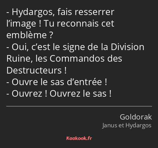 Hydargos, fais resserrer l’image ! Tu reconnais cet emblème ? Oui, c’est le signe de la Division…