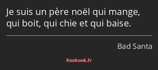 Je suis un père noël qui mange, qui boit, qui chie et qui baise.