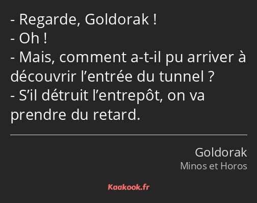 Regarde, Goldorak ! Oh ! Mais, comment a-t-il pu arriver à découvrir l’entrée du tunnel ? S’il…