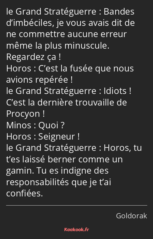 Bandes d’imbéciles, je vous avais dit de ne commettre aucune erreur même la plus minuscule…