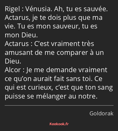 Vénusia. Ah, tu es sauvée. Actarus, je te dois plus que ma vie. Tu es mon sauveur, tu es mon Dieu…