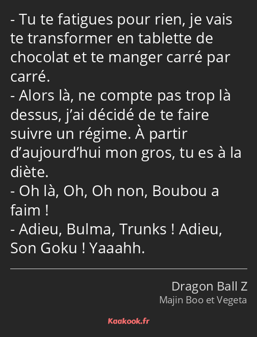 Tu te fatigues pour rien, je vais te transformer en tablette de chocolat et te manger carré par…