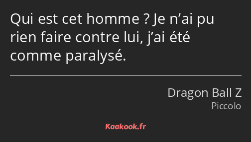 Qui est cet homme ? Je n’ai pu rien faire contre lui, j’ai été comme paralysé.