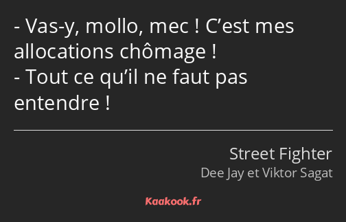 Vas-y, mollo, mec ! C’est mes allocations chômage ! Tout ce qu’il ne faut pas entendre !