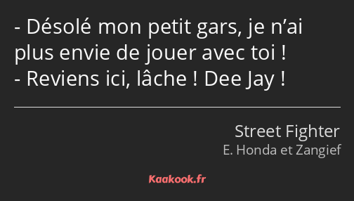 Désolé mon petit gars, je n’ai plus envie de jouer avec toi ! Reviens ici, lâche ! Dee Jay !