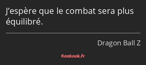 J’espère que le combat sera plus équilibré.