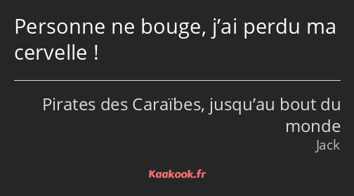 Personne ne bouge, j’ai perdu ma cervelle !