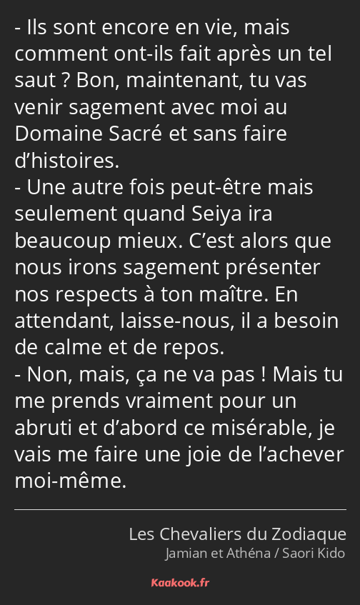 Ils sont encore en vie, mais comment ont-ils fait après un tel saut ? Bon, maintenant, tu vas venir…