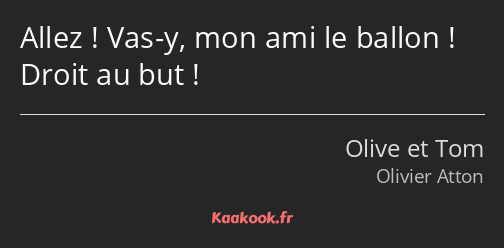 Allez ! Vas-y, mon ami le ballon ! Droit au but !