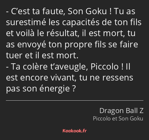 C’est ta faute, Son Goku ! Tu as surestimé les capacités de ton fils et voilà le résultat, il est…