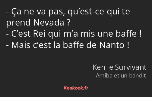 Ça ne va pas, qu’est-ce qui te prend Nevada ? C’est Rei qui m’a mis une baffe ! Mais c’est la baffe…