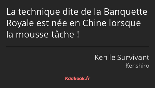 La technique dite de la Banquette Royale est née en Chine lorsque la mousse tâche !