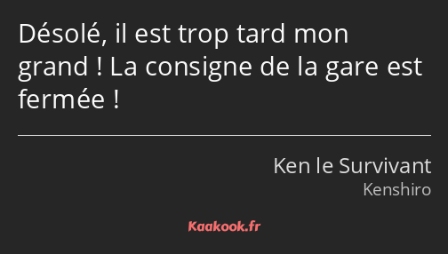 Désolé, il est trop tard mon grand ! La consigne de la gare est fermée !