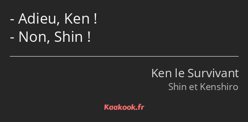 Adieu, Ken ! Non, Shin !