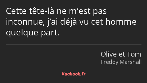 Cette tête-là ne m’est pas inconnue, j’ai déjà vu cet homme quelque part.