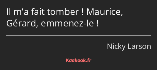 Il m’a fait tomber ! Maurice, Gérard, emmenez-le !
