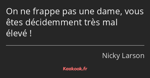 On ne frappe pas une dame, vous êtes décidemment très mal élevé !