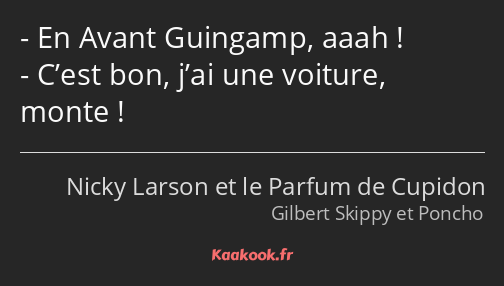 En Avant Guingamp, aaah ! C’est bon, j’ai une voiture, monte !