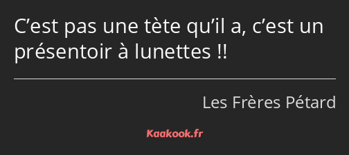 C’est pas une tète qu’il a, c’est un présentoir à lunettes !!