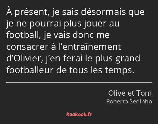 À présent, je sais désormais que je ne pourrai plus jouer au football, je vais donc me consacrer à…