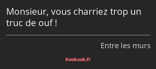 Monsieur, vous charriez trop un truc de ouf !