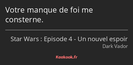 Votre manque de foi me consterne.