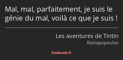 Mal, mal, parfaitement, je suis le génie du mal, voilà ce que je suis !