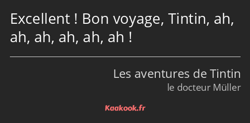 Excellent ! Bon voyage, Tintin, ah, ah, ah, ah, ah, ah !