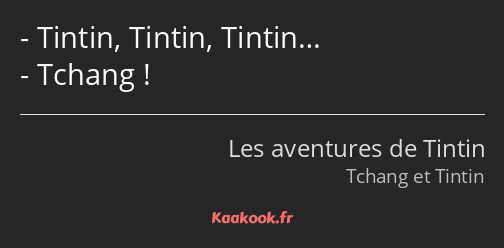 Tintin, Tintin, Tintin… Tchang !