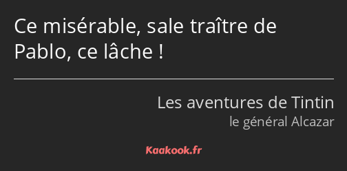 Ce misérable, sale traître de Pablo, ce lâche !