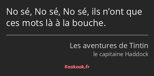 No sé, No sé, No sé, ils n’ont que ces mots là à la bouche.