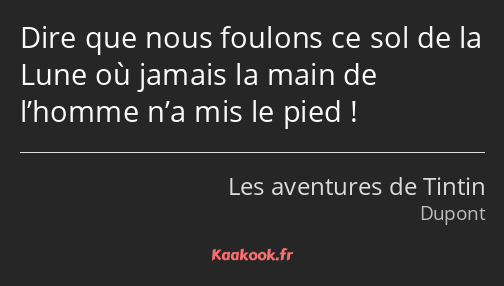 Dire que nous foulons ce sol de la Lune où jamais la main de l’homme n’a mis le pied !