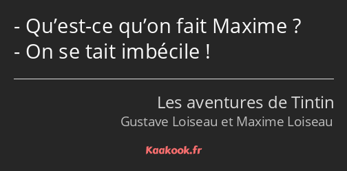 Qu’est-ce qu’on fait Maxime ? On se tait imbécile !