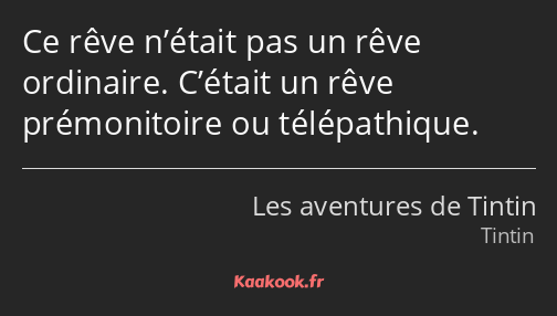 Ce rêve n’était pas un rêve ordinaire. C’était un rêve prémonitoire ou télépathique.