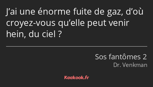 J’ai une énorme fuite de gaz, d’où croyez-vous qu’elle peut venir hein, du ciel ?