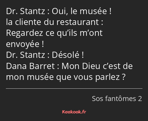 Oui, le musée ! Regardez ce qu’ils m’ont envoyée ! Désolé ! Mon Dieu c’est de mon musée que vous…