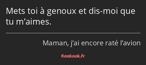 Mets toi à genoux et dis-moi que tu m’aimes.