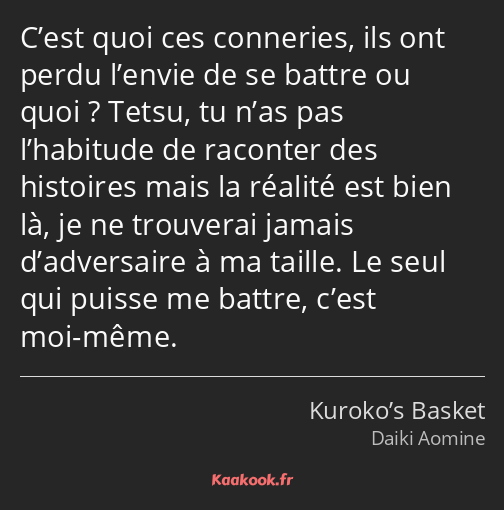 C’est quoi ces conneries, ils ont perdu l’envie de se battre ou quoi ? Tetsu, tu n’as pas…