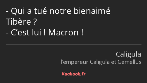 Qui a tué notre bienaimé Tibère ? C’est lui ! Macron !