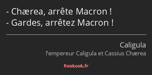 Chærea, arrête Macron ! Gardes, arrêtez Macron !