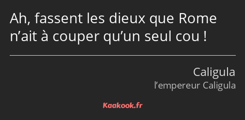 Ah, fassent les dieux que Rome n’ait à couper qu’un seul cou !