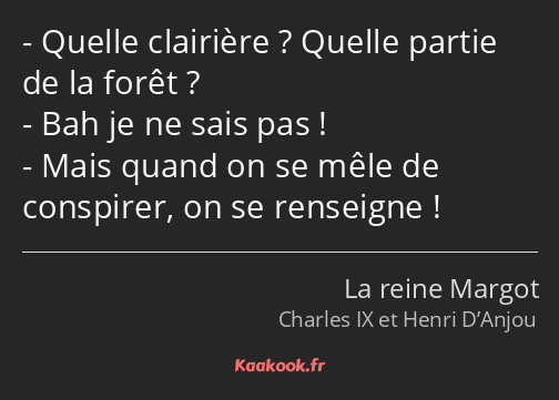 Quelle clairière ? Quelle partie de la forêt ? Bah je ne sais pas ! Mais quand on se mêle de…