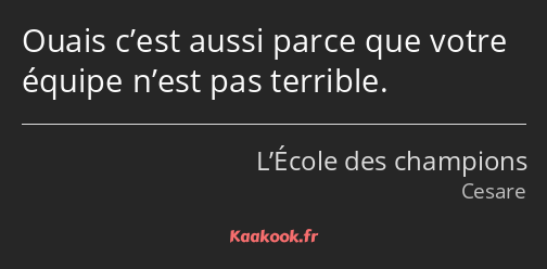 Ouais c’est aussi parce que votre équipe n’est pas terrible.