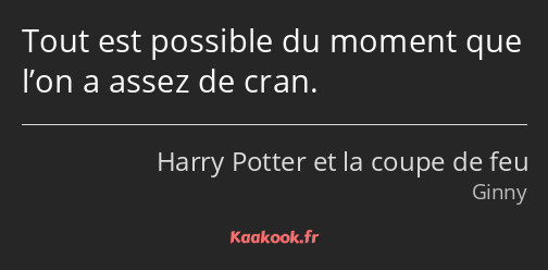 Tout est possible du moment que l’on a assez de cran.