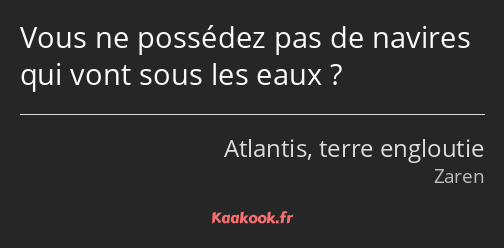 Vous ne possédez pas de navires qui vont sous les eaux ?