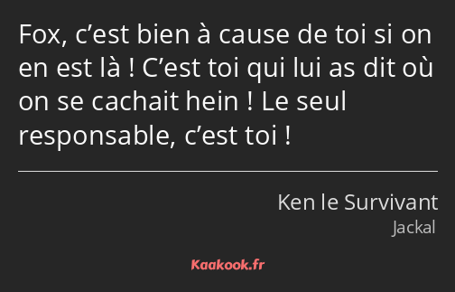 Fox, c’est bien à cause de toi si on en est là ! C’est toi qui lui as dit où on se cachait hein…